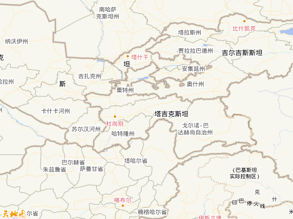 塔吉克斯坦地圖 塔吉克斯坦地圖